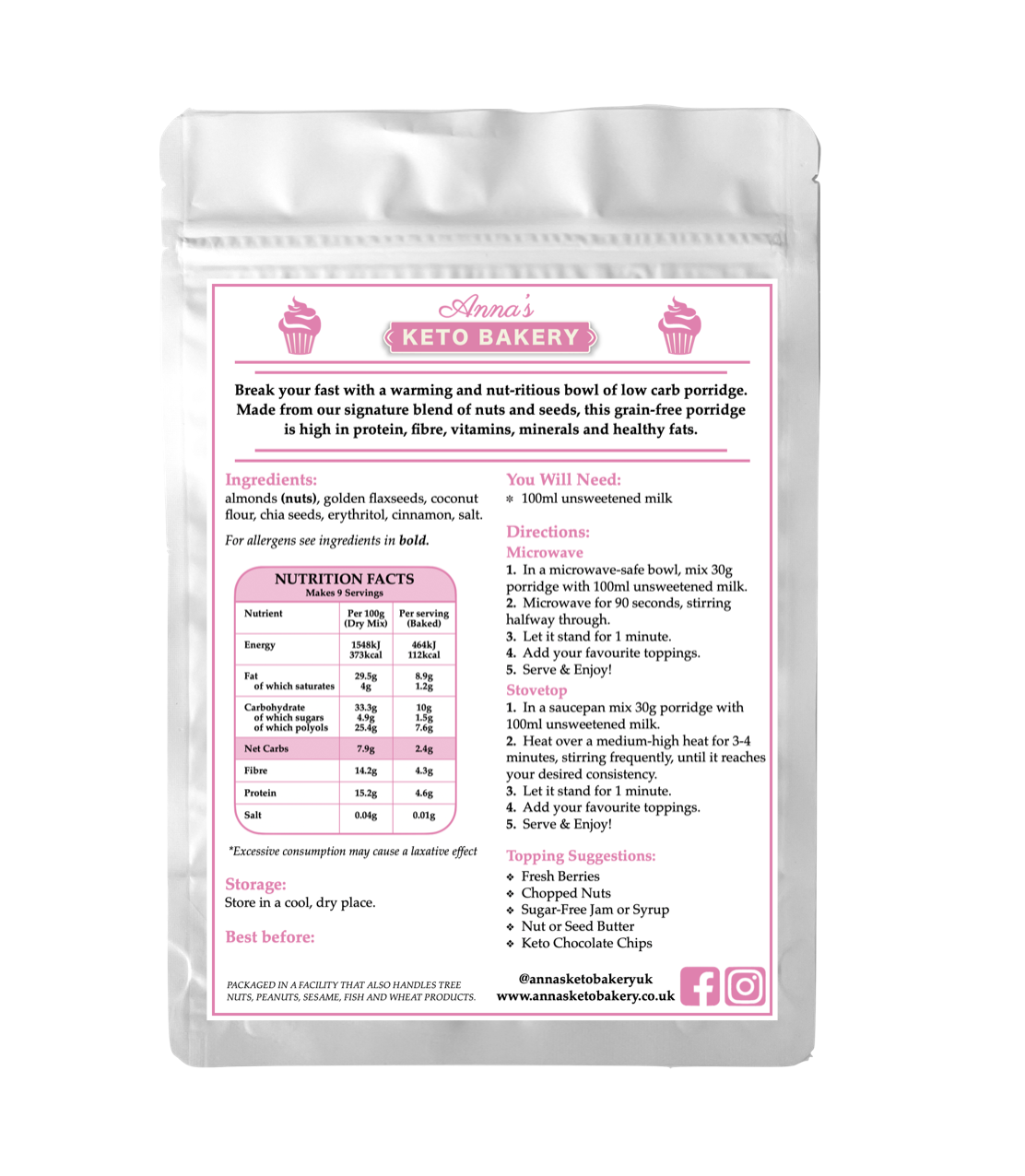 Keto Porridge Mix Anna's Keto Bakery